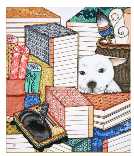 Su yeon Kwak white dog chaekgado painting